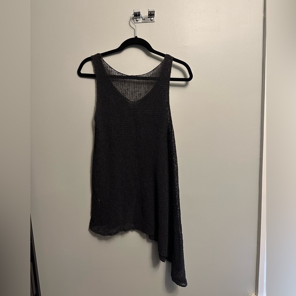 Eileen Fisher knit tank. Wear over a tank. Asymmetrical. Gray/green. Medium. - Picture 1 of 2